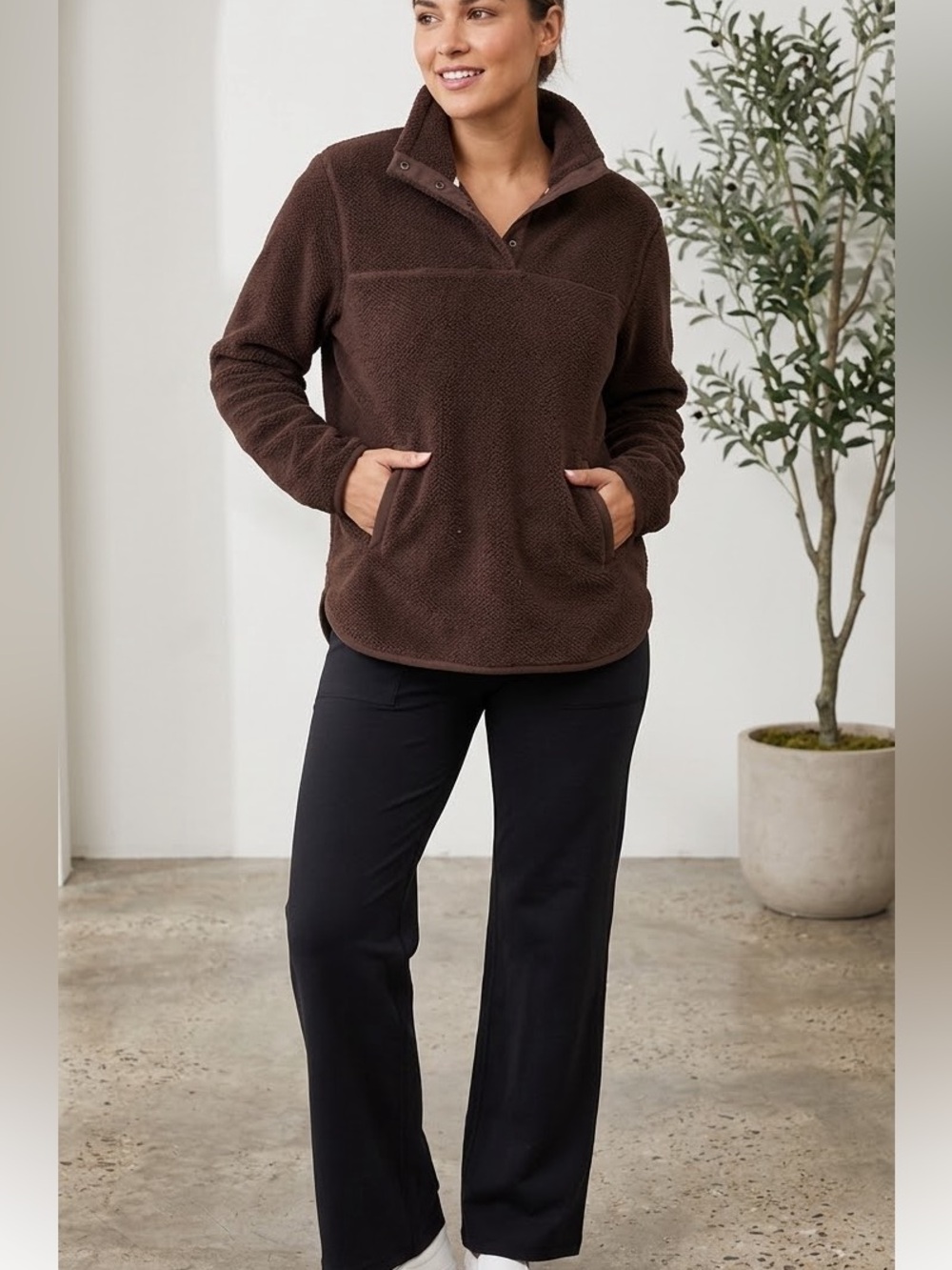 NWT Thread & Supply Brown Sherpa Pullover Jacket Size S
